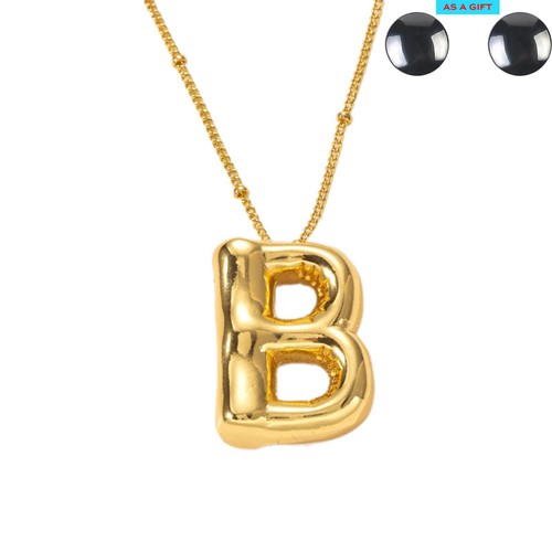 Bubble Letter Necklace Gold Plated With Bead Chain Dainty Jewelry Gift For Women - Picture 3 of 99