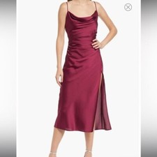 Floret Studios Ruched Slip Dress New With Tags Size Small Midi Length Wine Red