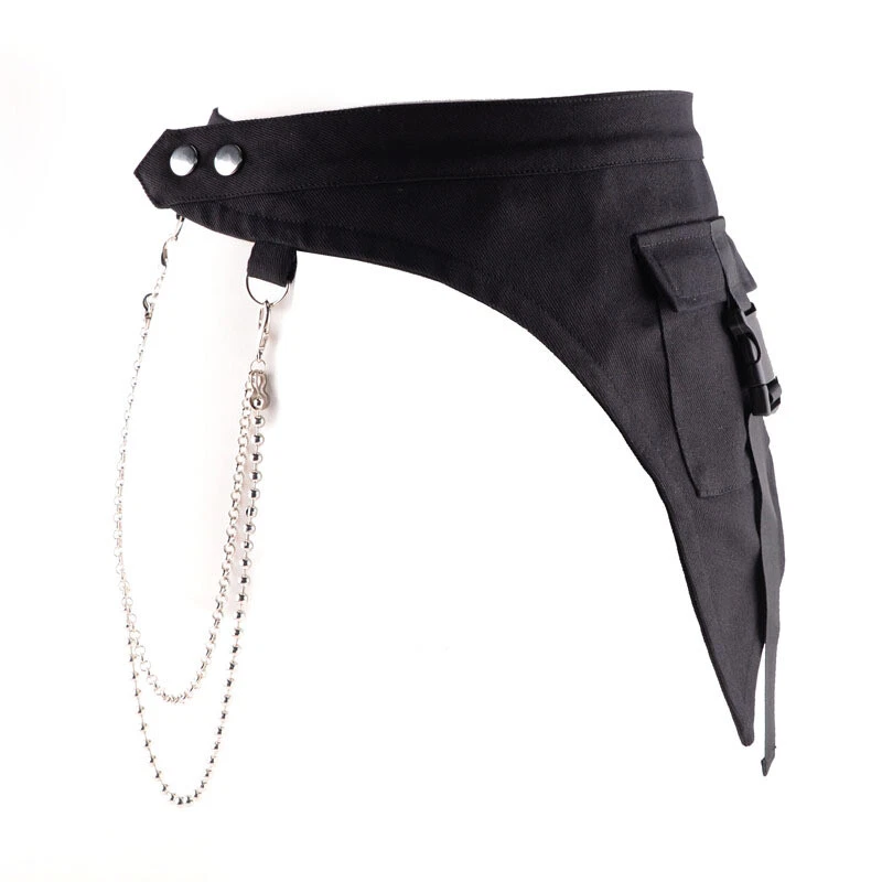 Damen Breiter Gürtel Korsett Gürteltasche Kette Gothic Punk Steampunk Schwarz - Bild 2 von 4