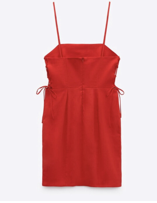 ZARA Woman Tied Linen Blend Dress Color Intense Red Brand NWT Size S | eBay