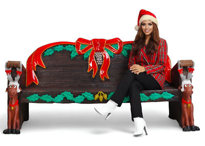 Santa Christmas Bench with Reindeers Indoor Outdoor 7FT long | eBay