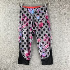 REEBOK Womens Capri Leggings Size XS Tight Fit Stretch Celestial Dots Activewear