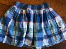 girls ABERCROMBIE  FITCH SKIRT plaid preppy LOGO pastel CASUAL slip on SMALL 8