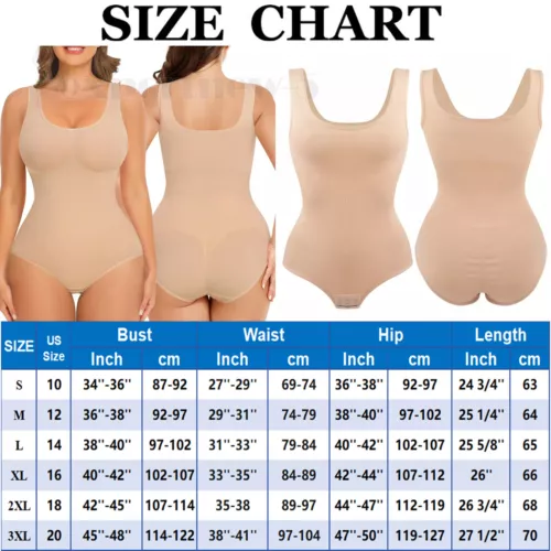 Body EE. UU. Prendas con forma para mujer Control de abdomen Top sin mangas Leotardo Formador de cuerpo completo - Imagen 20 de 31