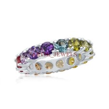 Natural Multi-Gemstone with 925 Sterling Silver Ring for Women's 3333