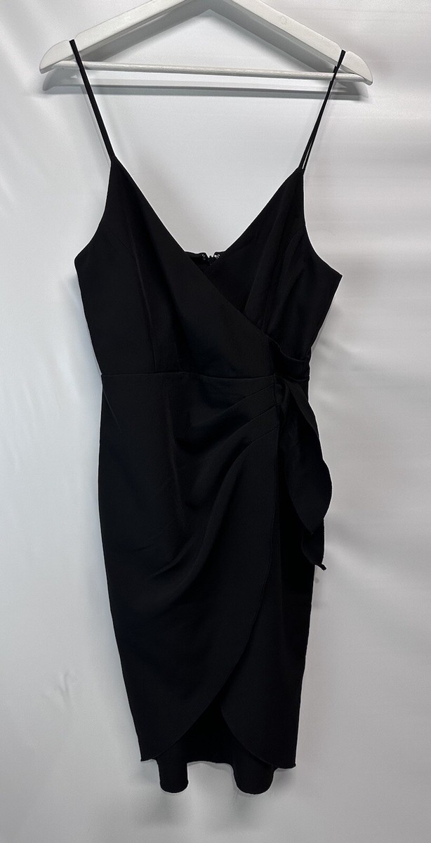 bcbgeneration black cocktail dress BCBGeneration Black Dress With Side Slits And Draped Pockets size M