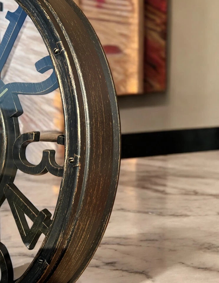 43 cm Vintage Wall Clock Classic Antique Quartz Silent Non-Ticking Home Décor - Image 4 of 4