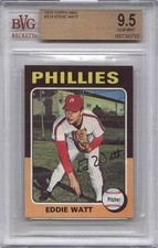 1975 Topps Mini Baseball #374 EDDIE WATT *Phillies* BVG 9.5