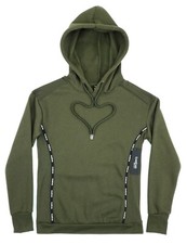 Bebe Sport Women's Small Mini Logo Tape Hoodie W/ Rib Insert Olive BB2226D
