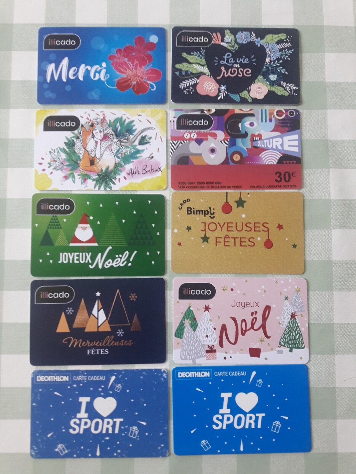 10 gift cards gift card France ILLICADO DECATHLON BIMPLI Christmas holidays 2022 TTB