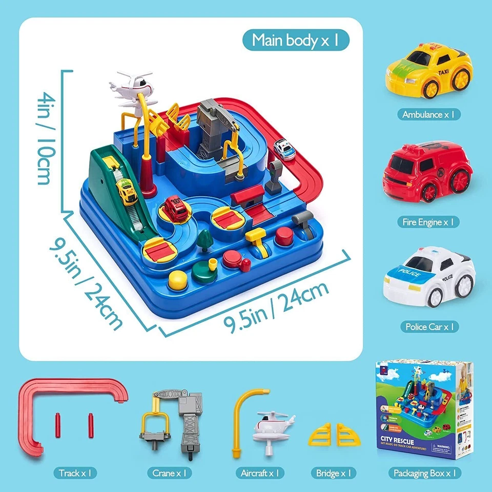 Car Toddler Toys Race Tracks Ambulance Magnet Airplanes for 3-8 Year Boys Gifts - Image 4 of 4