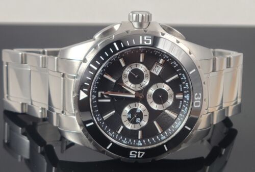 Guess Collection Men's Swiss Made 45mm Stainles ST Black Dial Sapphire CRYSTAL