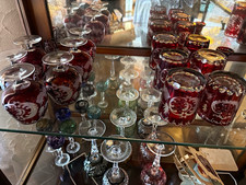Böhmisches Rubin Glas Sammlung 22 Teile Jagd...