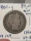 1901 S Barber Half Dollar Key Date (847,044 Mint Run) Vg Details