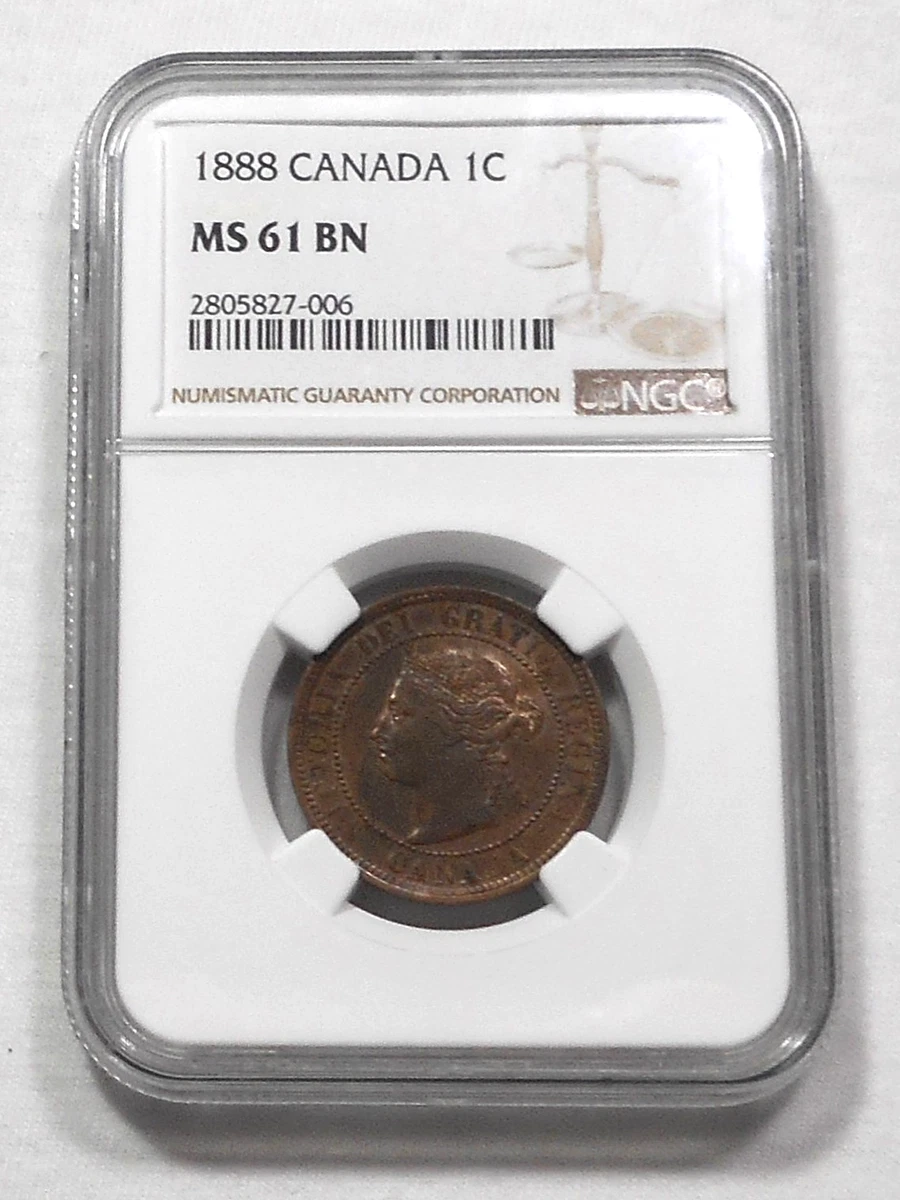 Nice 1888 Canada Large Cent Graded MS 61 BN By NGC
