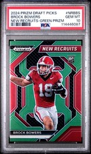 2024 PANINI PRIZM DRAFT PICKS NEW RECRUITS GREEN PRIZM BROCK BOWERS PSA 10