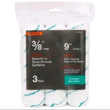 Microfiber 9 in. W X 3/8 in. Paint Roller Cover 3 pk Model:HD RS 1733.  61