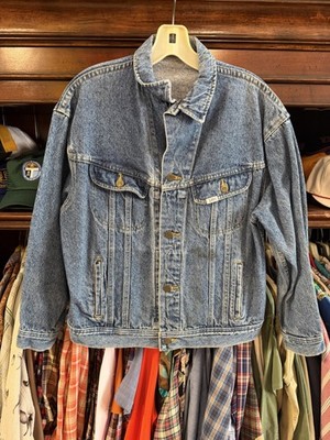 Vintage Lee Riders Jacket Mens Medium Blue Denim Bomber Jean Unlined Trucker