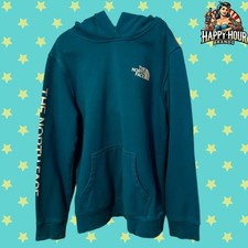 The North Face TNF Hoodie Boys Medium Teal Blue Pullover Sweatshirt Sportswear
