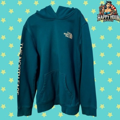 The North Face TNF Hoodie Boys Medium Teal Blue Pullover Sweatshirt Sportswear