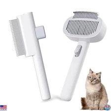 Pet Grooming Duo - 2-in-1 Detangling Brush & Cat Dematting Comb with Steel Teeth