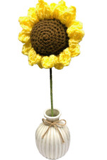 Handmade Crochet Sun flower stem ROSE Decorative Gift Piece vase not included