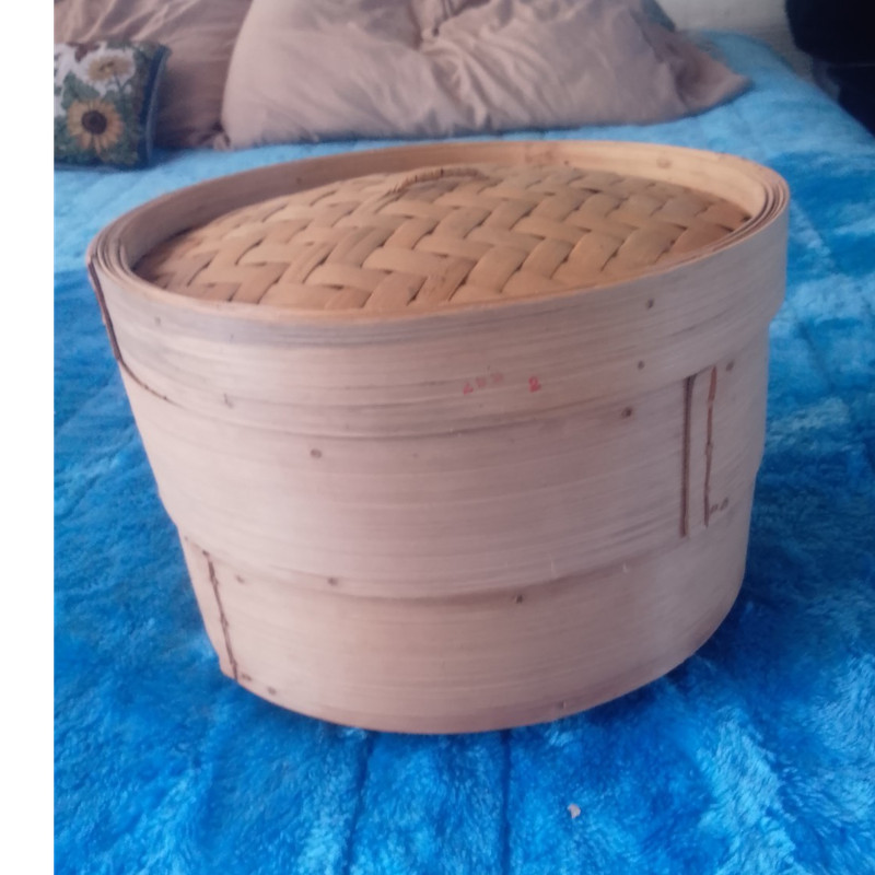 2-Tier Bamboo Steamer Basket w/ Lid, 10 in, 2-6 qt, Electric/Gas