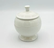 Signed Fiesta Ware SUGAR BOWL With Lid - White Individual Covered 4.5" Tall