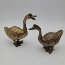 Vintage Crowning Touch Collection Solid Brass Pair of Ducks Geese Figurines