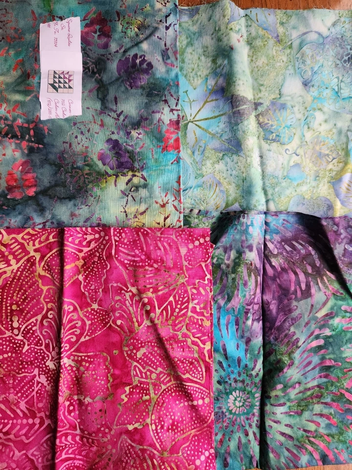 Lote de 8 cuartos de grasa batik tela acolchada Foto 3 de 3