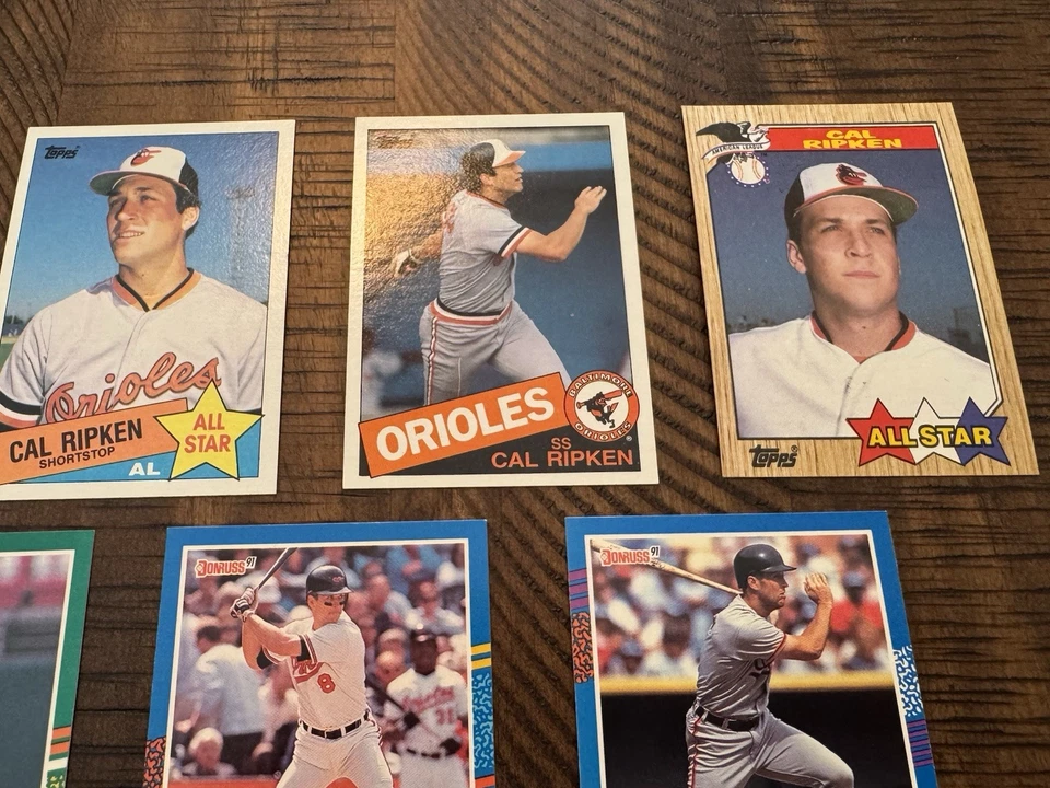 Lote de tarjetas de béisbol Cal Ripken Jr Topps Bowman Donruss Leaf Score Fleer años 80 90 Foto 4 de 4