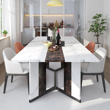 Mesa de comedor rectangular grande de 71 pulgadas para 6-8 personas mesa de comedor con mármol