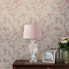 Laura Ashley Oriental Garden Chalk Pink Wallpaper Immaculate
