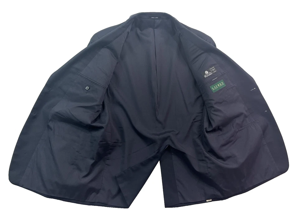 Ralph Lauren 38S Navy Blue Gold Buttons Blazer Jacket Sport Suit Coat Wool Mens - Image 3 of 4