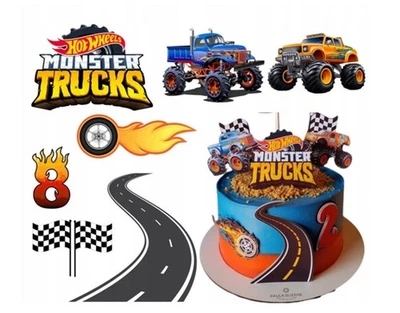 MARKENLOS Monster Truck Große Auto Essbar Tortenaufleger Torte Geburstag Zuckermasse +NAME