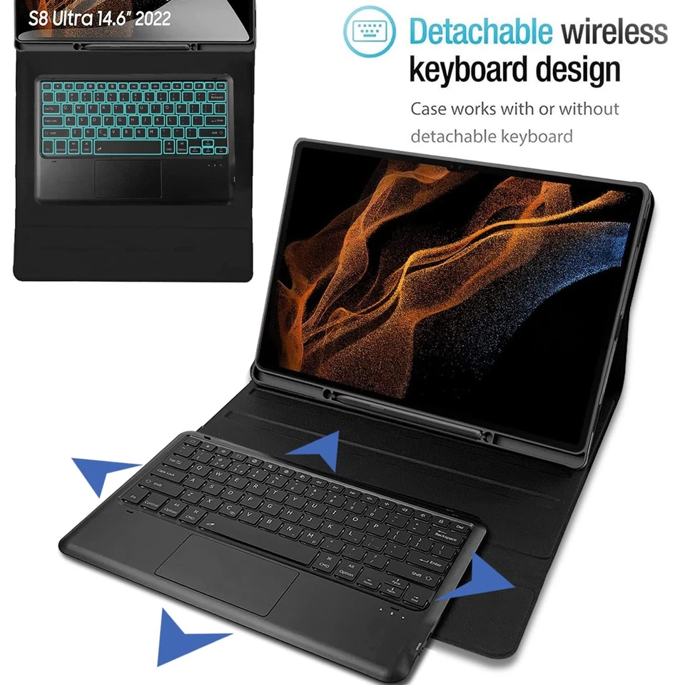 Backlit Touchpad Keyboard Case for Samsung Galaxy Tab S8 Ultra 2022 14.6 Inch... - Image 4 of 4
