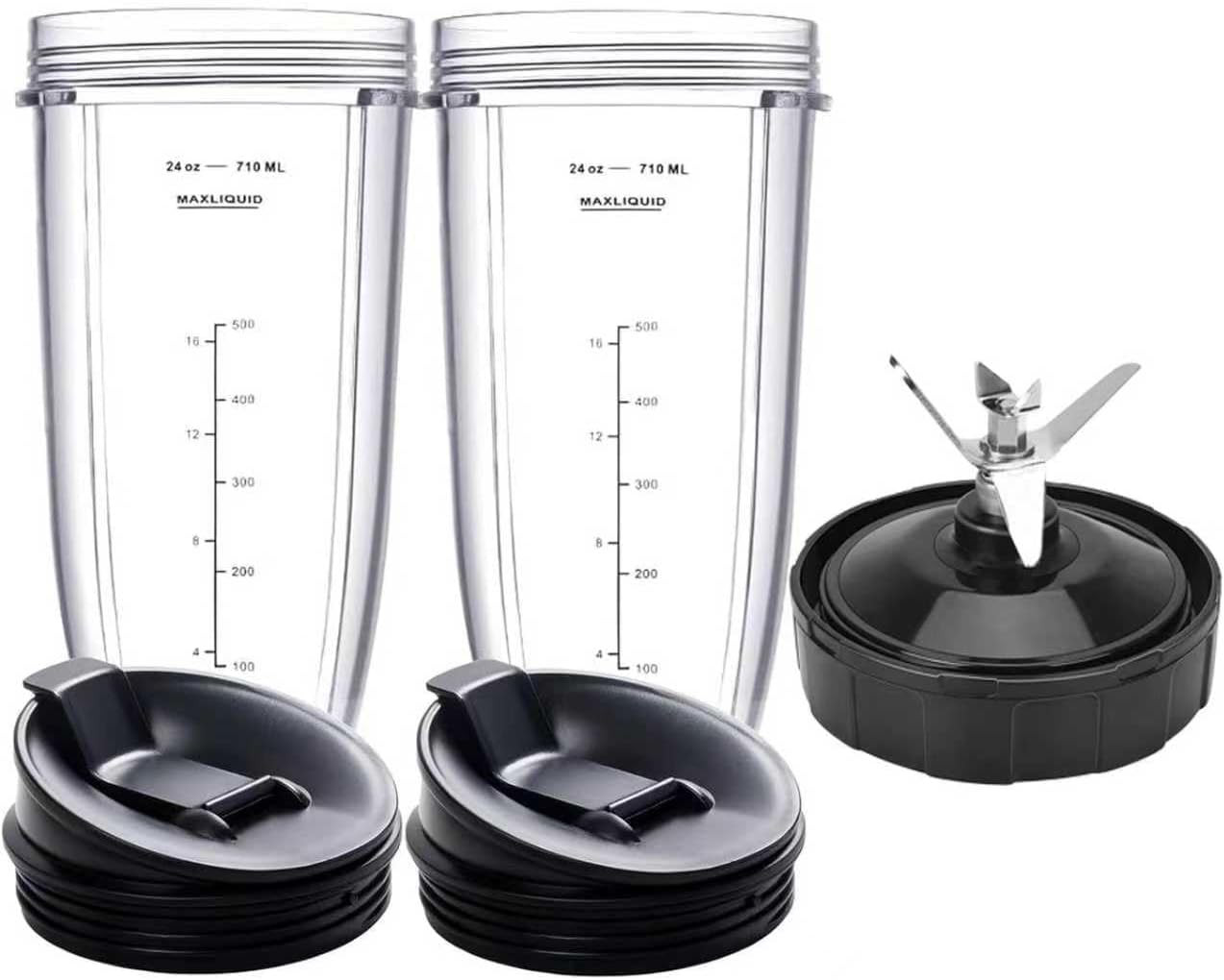 2 Packs Ninja Blender Cups & 7 Fins Ninja Blender Blade Repl