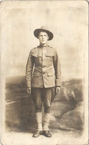 WW1 DOUGHBOY SOLDIER syracuse ny real photo postcard rppc military portrait