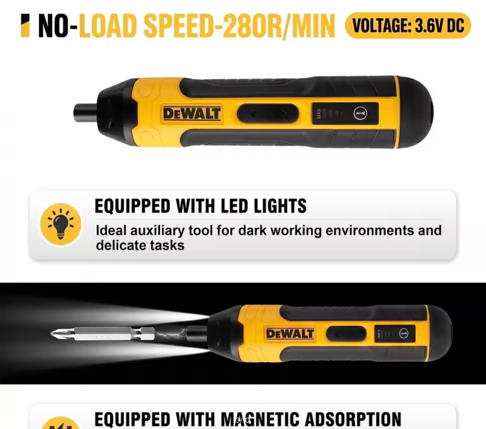 DEWALT, Cordless, Electric Screwdriver, 1300mAh, USB Rechargeable, Power Tool UK 3