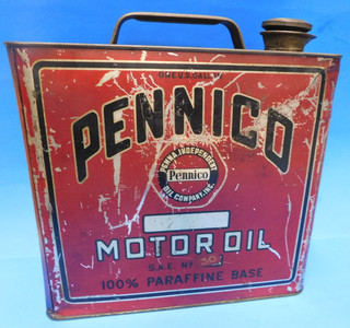 ! RARE VINTAGE PENNSYLVANIA PENNICO MOTOR OIL CAN ONE GALLON LOOK !