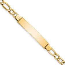 10k Yellow Gold Semi-solid Figaro Link Bracelet 8"