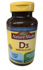 Nature Made Vitamin D3 1000 IU 650 Softgels Big Bottle Exp. 10/26