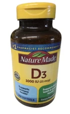 Nature Made Vitamin D3 1000 IU 650 Softgels Big Bottle Exp. 10/26 