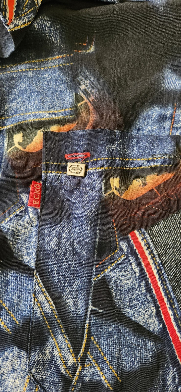 Vintage Ecko Utld RARE Patchwork denim polyester … - image 4