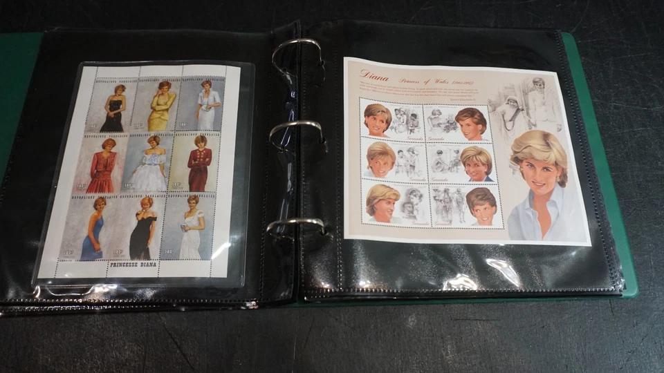 Princesa Diana colección de hojas de recuerdo en álbum sellos MNH Foto 4 de 4