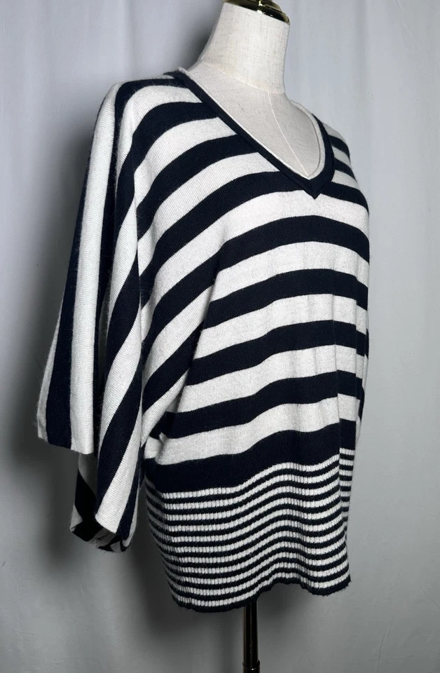 Vertigo Paris Sweater Top Medium Angora Wool Dolman Sleeve Striped Black White - Image 3 of 4