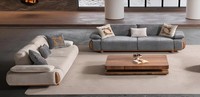 Exklusive Polstergarnitur Designer Textilsofas Moderne 2X 3-Sitzer
