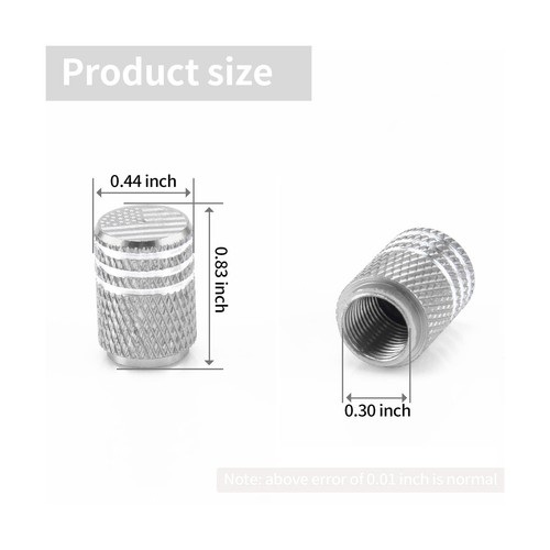 American Flag Valve Stem Cap, 12PC Aluminum Alloy Rubber Sealed Tire Cap -Silver - Picture 2 of 6