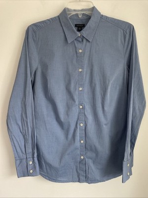 Ann Taylor Womens Size 6 Blue Blouse Top Shirt Button Up Q11