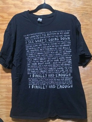 Rare All White Print, The Red Jumpsuit Apparatus ''Face Down'' Lyrics, Black XL 